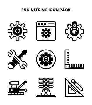 Engineering DuoTone UI Icons Pack Stock Illustration