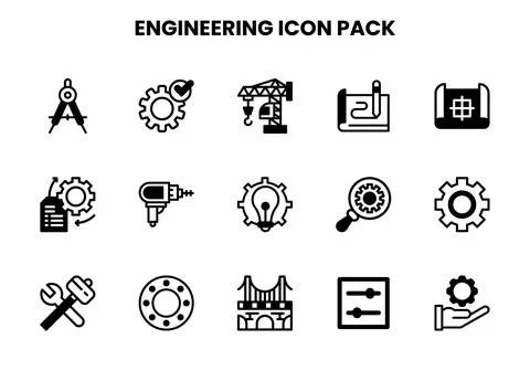 Engineering DuoTone Vector Icons Pack Stock Illustration