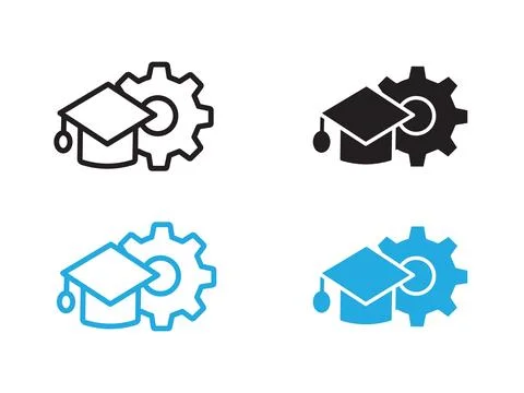 Engineering education icon black and white vector outline sign Stock Illustration