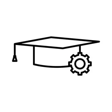Engineering education icon linear logo mark in black and white Stock Illustration