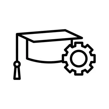 Engineering education linear logo mark in black and white Stock Illustration