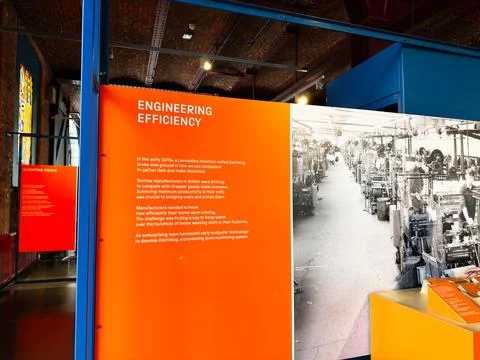 Engineering efficiency exhibit about textile manufacturing and industrial h.. Stock-Fotos