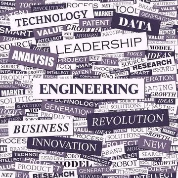 ENGINEERING ENGINEERING. Concept illustration. Graphic tag collection. Wor... Stock Photos
