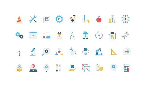 Engineering, engineers and workers equipment, blueprint, process and plan color Stock Illustration