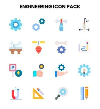 Engineering Flat Design Icons Pack Stockillustratie