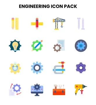 Engineering Flat Design Icons Pack イラスト素材