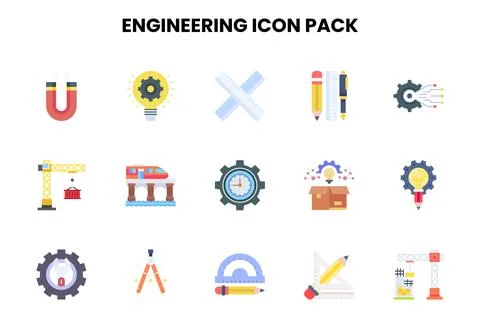 Engineering Flat Graphics Icons Pack Illustrazione stock