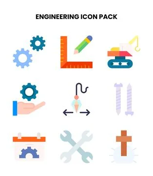 Engineering Flat Graphics Icons Pack Illustrazione stock