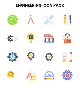 Engineering Flat Icons Pack Illustrazione stock