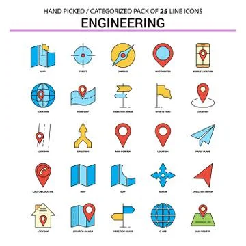 Engineering Flat Line Icon Set - Business Concept Icons Design Illustrazione stock