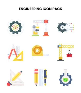 Engineering Flat Scalable Icons Pack イラスト素材