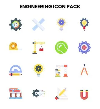Engineering Flat Set Icons Pack Stock Illustration