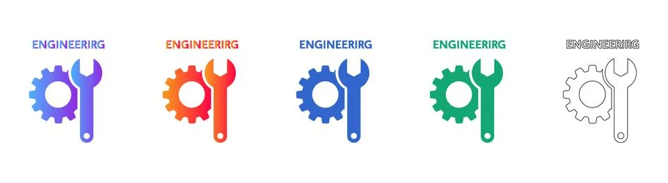 Engineering Gear and Wrench Tool Icons Stock Illustration