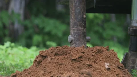 Engineering geological surveys, environmental soil analysis, a drill Stock Footage 336799893