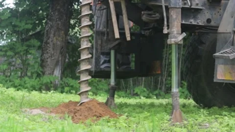 Engineering geological surveys, environmental soil analysis, a drill Stock Footage 336800012