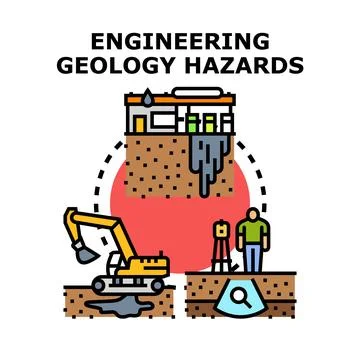 Engineering geology hazards impacting construction and safety Stock Illustration