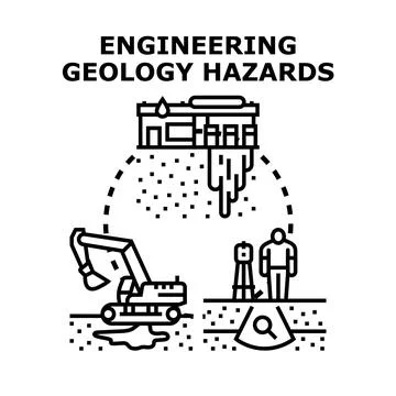 Engineering geology hazards impacting construction and safety Stock Illustration