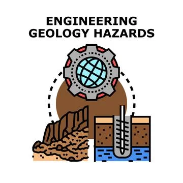 Engineering geology hazards impacting earth and construction Stock Illustration