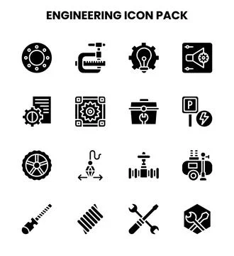 Engineering Glyph Collection Icons Pack Stockillustratie