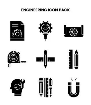 Engineering Glyph Graphics Icons Pack 스톡 일러스트