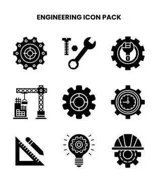 Engineering Glyph Graphics Icons Pack 스톡 일러스트