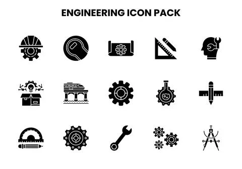 Engineering Glyph Icons Pack Ilustração Stock