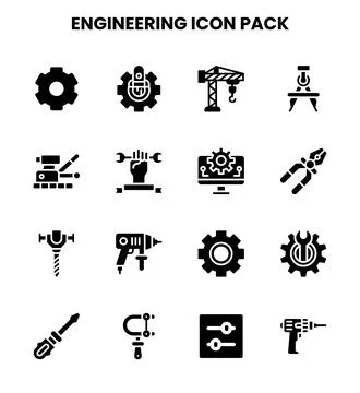 Engineering Glyph Scalable Icons Pack Stock Illustration