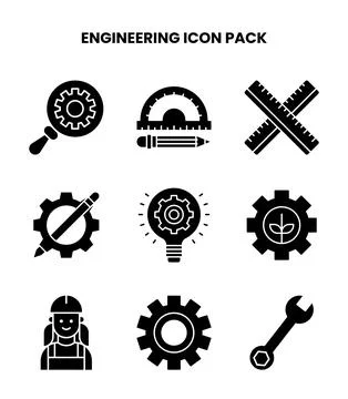 Engineering Glyph Scalable Icons Pack 스톡 일러스트