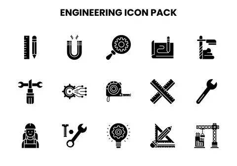 Engineering Glyph Scalable Icons Pack Stockillustratie