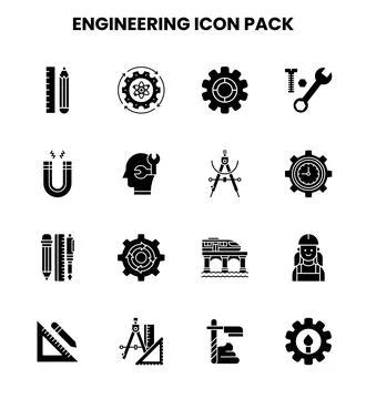 Engineering Glyph Set Icons Pack イラスト素材