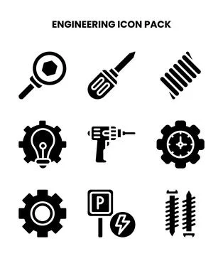 Engineering Glyph Vector Icons Pack イラスト素材