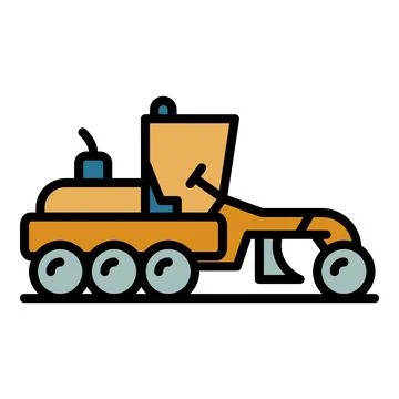 Engineering grader machine icon color outline vector Stock Illustration