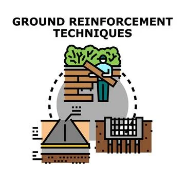 Engineering ground reinforcement techniques for construction stability Stock Illustration