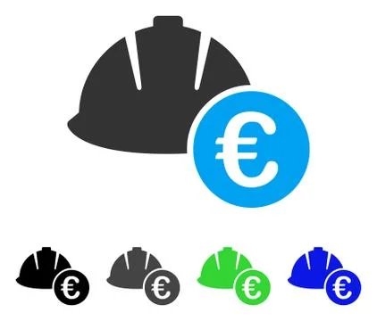 Engineering Helmet And Euro Flat Icon Stock Illustration