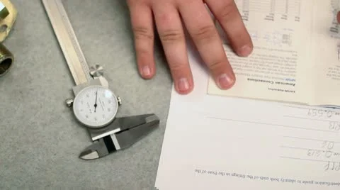 Engineering homework micrometer Stock Footage 10715483