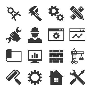 Engineering Icon Set. Vector Stock Illustration