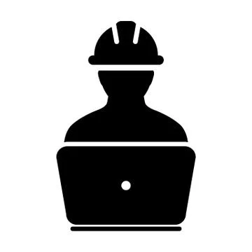 Engineering icon vector male construction service person profile avatar Stock Illustration