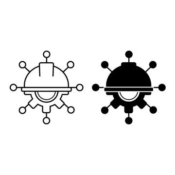 Engineering Icons. Black and White Vector Illustrations. Development of New.. Stock Illustration