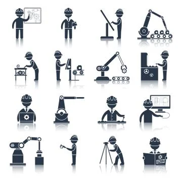 Engineering icons black Illustrazione stock