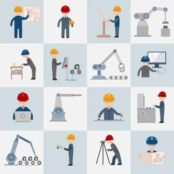 Engineering icons flat Stock Illustration