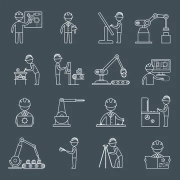 Engineering icons outline Stock Illustration