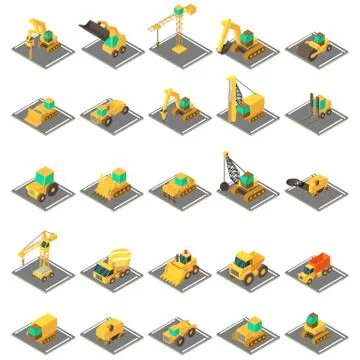 Engineering icons set, isometric style Stock Illustration