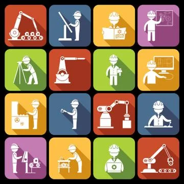 Engineering icons white Stock Illustration