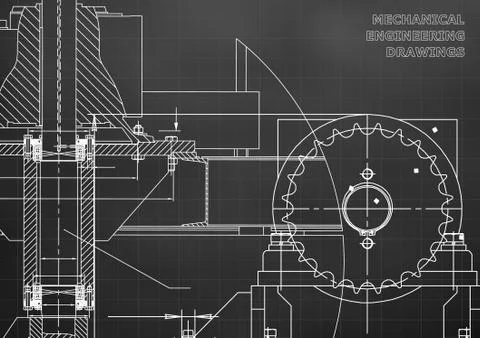 Engineering illustrations. Blueprints. Mechanical drawing Illustrazione stock