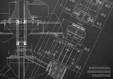Engineering illustrations. Blueprints. Mechanical drawing 스톡 일러스트