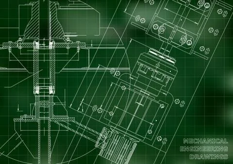 Engineering illustrations. Blueprints. Mechanical drawing Stock Illustration