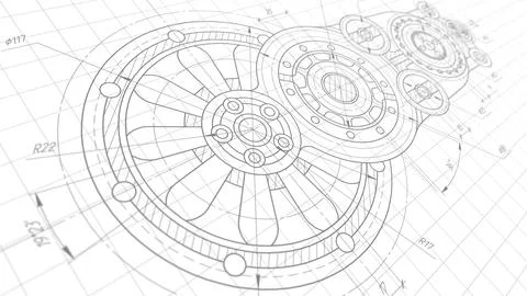 Engineering industrial background.Technical drawing .Technology banner. Stock Photos