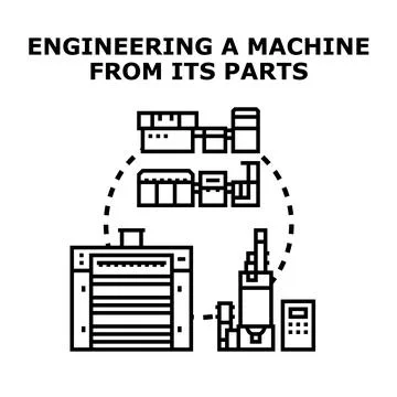 Engineering an industrial machine manufacturing process Stock Illustration