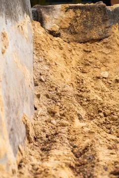 Engineering insights urban excavation process and dirt movement close-up at.. Stock Photos