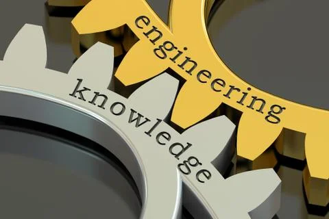Engineering Knowledge concept on the gearwheels, 3D rendering Stock Illustration